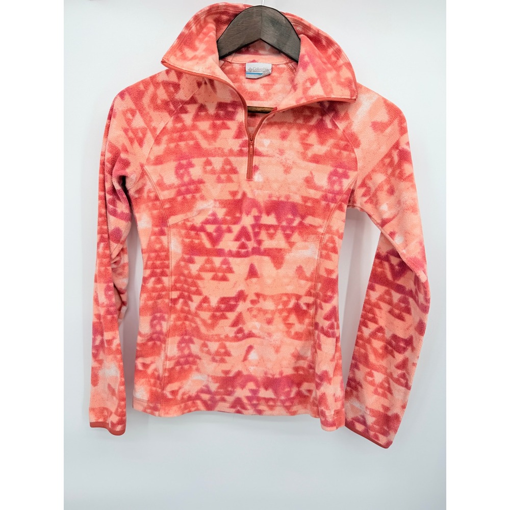 Columbia Glacial IV Fleece Pullover XS Pink Orange Excellent Geometric Half Zip